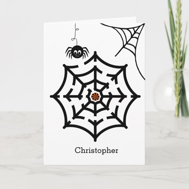 Spider Web Maze Halloween Karte (Vorderseite)