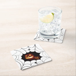 Spider Web mit Pumpkins Rechteckiger Pappuntersetzer