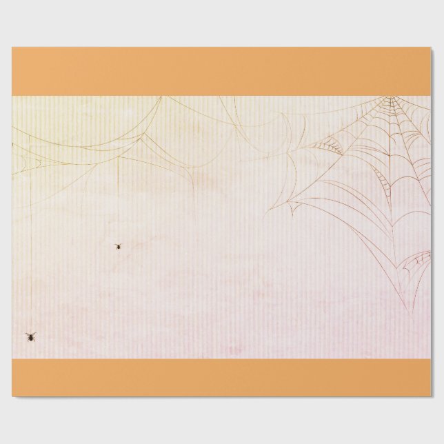 SPIDER WEB ORANGE HALLOWEEN Wrapping Paper Geschenkpapier (Flach)