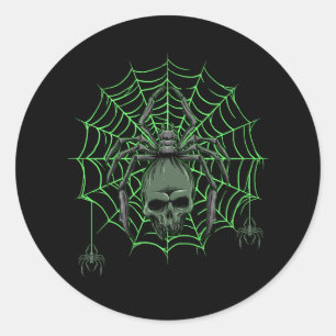 Spider Web Skull Horror Halloween Kostüm Spiderwe Runder Aufkleber