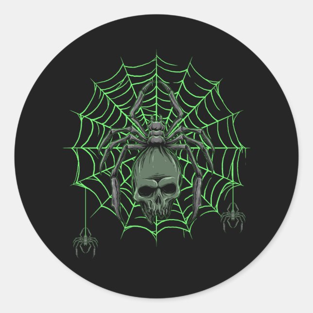 Spider Web Skull Horror Halloween Kostüm Spiderwe Runder Aufkleber (Vorderseite)