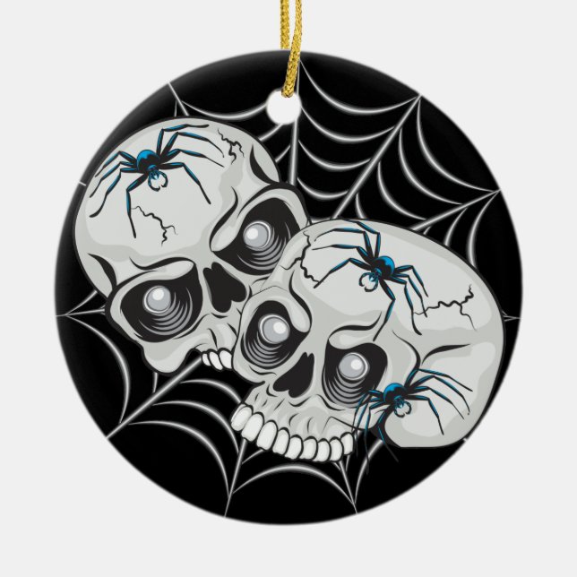 Spider Web Skulls Keramik Ornament (Vorne)