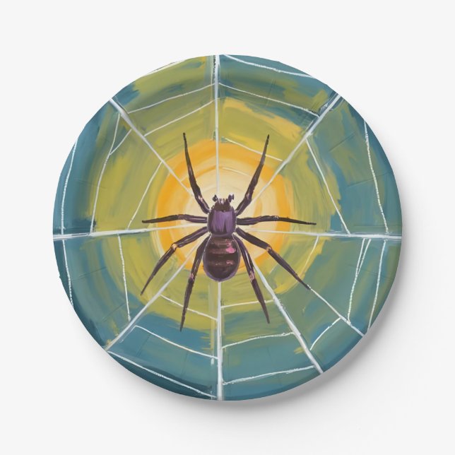 Spider Web Spooky Halloween-Party Pappteller (Vorderseite)