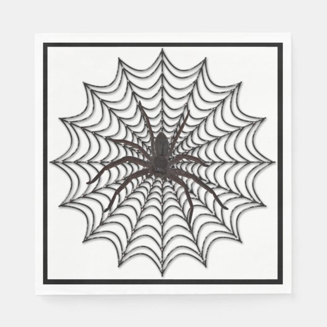 Spider Web und Black Spider Halloween Serviette (Vorderseite)