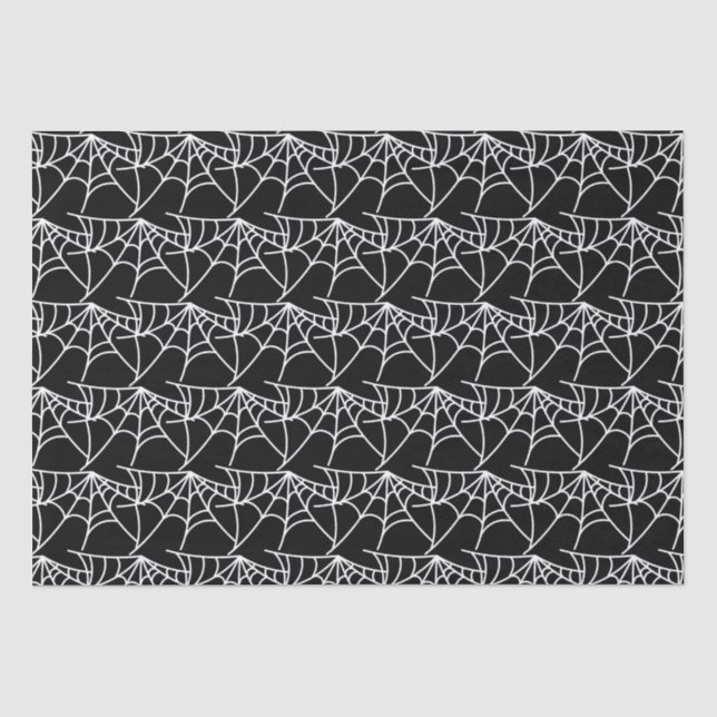 Spider Webs Halloween Black Pattern Spooky Seidenpapier (Vorderseite)