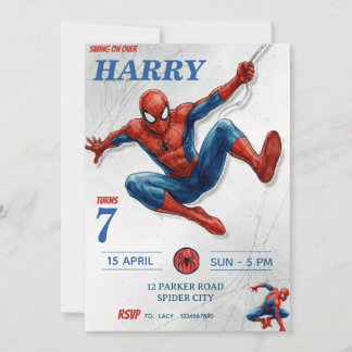 Spiderman-Themen-Geburtstags-Superhelden-Spinnen-P Einladung