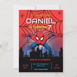 Spiderman-Themen-Geburtstags-Superhelden-Spinnen-P Einladung