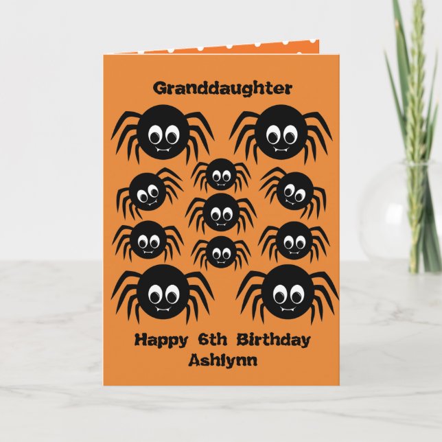 Spiders Birthday Halloween Granddaughter Karte (Vorderseite)