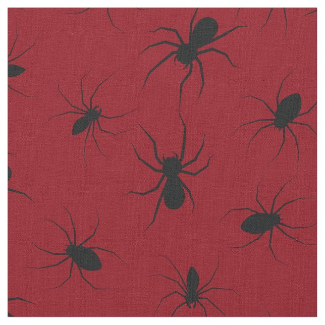 Spiders Gothic Halloween Black Deep Red Stoff (Nahaufnahme)