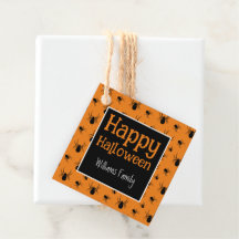 Spiders Happy Halloween Black Orange Custom