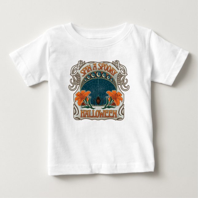 Spiders & Lilies Spooky Vintag Halloween Baby T-shirt (Vorderseite)