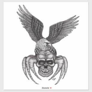 Spiderskull mit Eagle in Tätowierung-ähnlichem Aufkleber