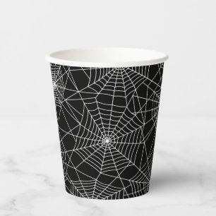 Spiderweb Black and White Halloween Pappbecher