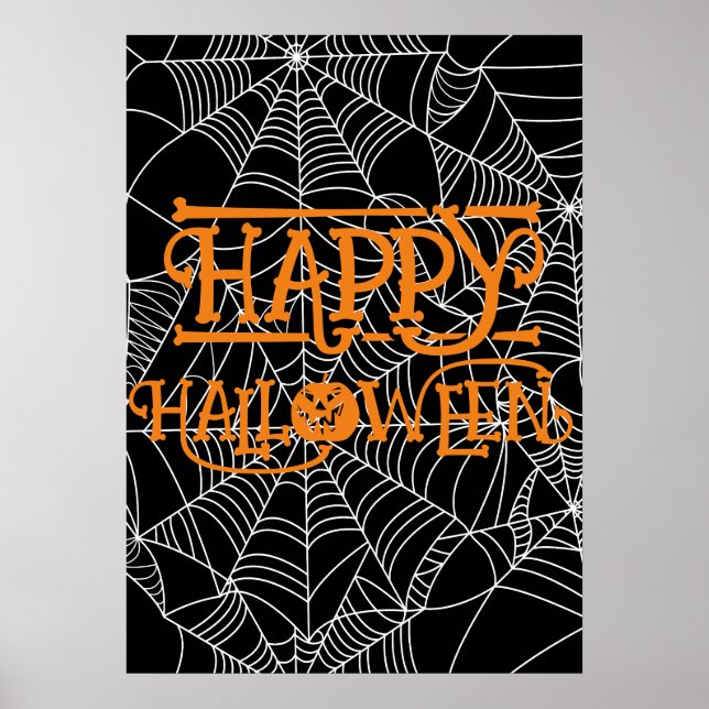Spiderweb Crescent Moon Halloween Party Poster (Vorne)
