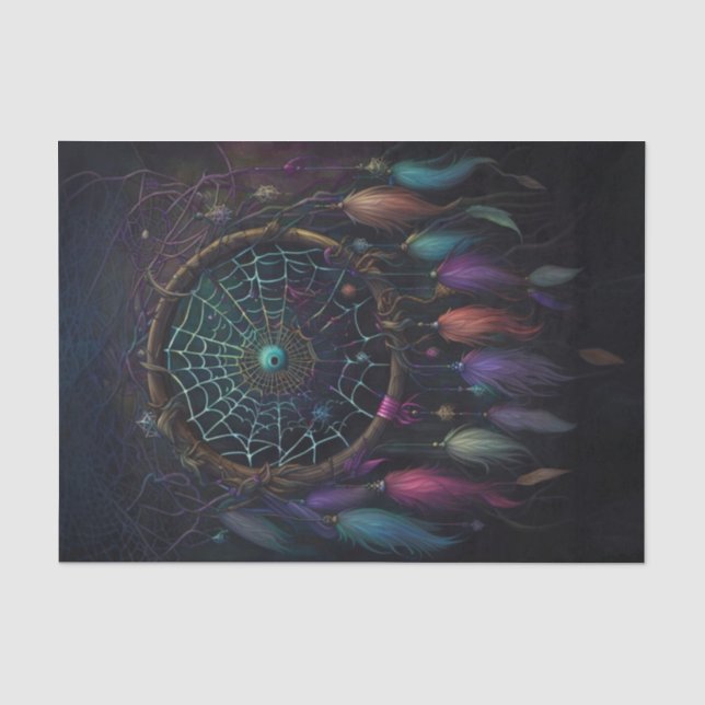 Spiderweb Dreamcatcher Bright Feather Decoupage Seidenpapier (Vorderseite)