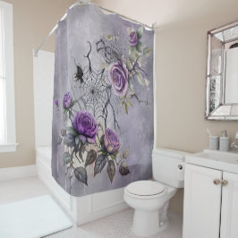 Spiderweb Elegance | Creepy Beautiful Rosen floral Duschvorhang
