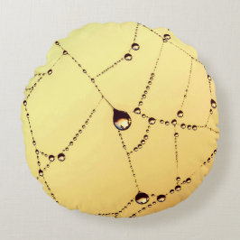 Spiderweb Gelbgold Schwarz Rundes Kissen