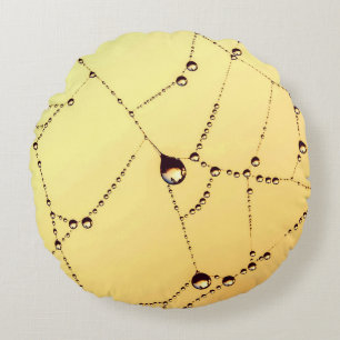 Spiderweb Gelbgold Schwarz Rundes Kissen