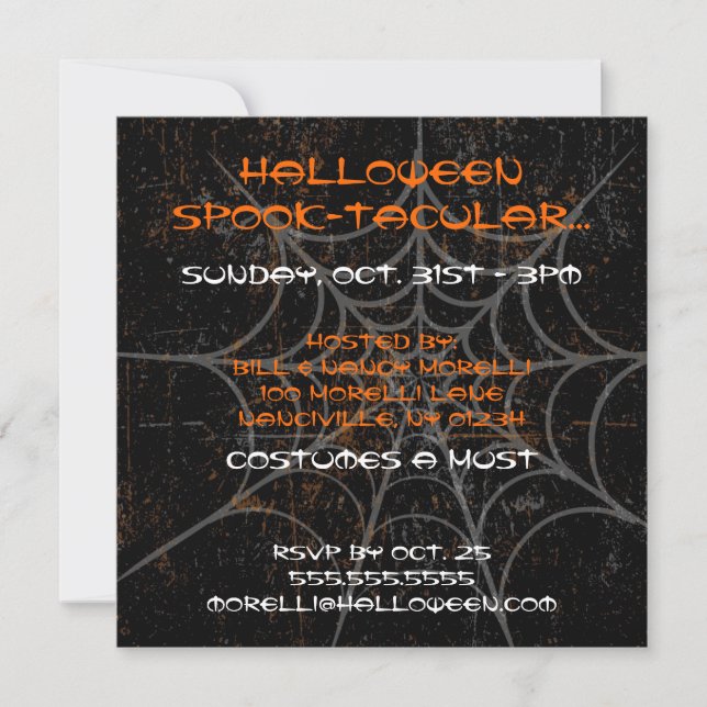 Spiderweb Halloween-Party Einladung (Vorderseite)
