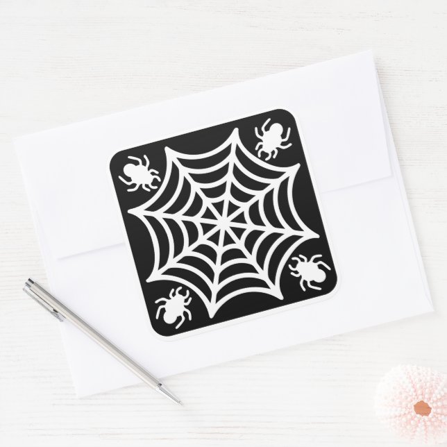 Spiderweb Halloween Quadratischer Aufkleber (Umschlag)