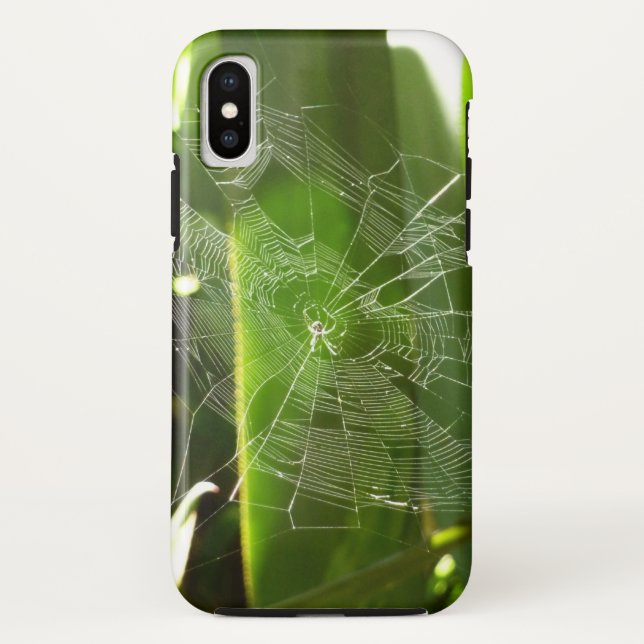 Spiderweb in tropischen Blätter Natur Case-Mate iPhone Hülle (Rückseite)