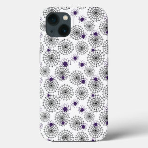 Spiderweb & Lila Spiders Halloween White Pattern Case-Mate iPhone Hülle