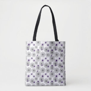 Spiderweb & Lila Spiders Halloween White Pattern Tasche