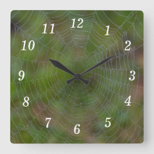 Spiderweb mit Klappenhalterung Quadratische Wanduhr