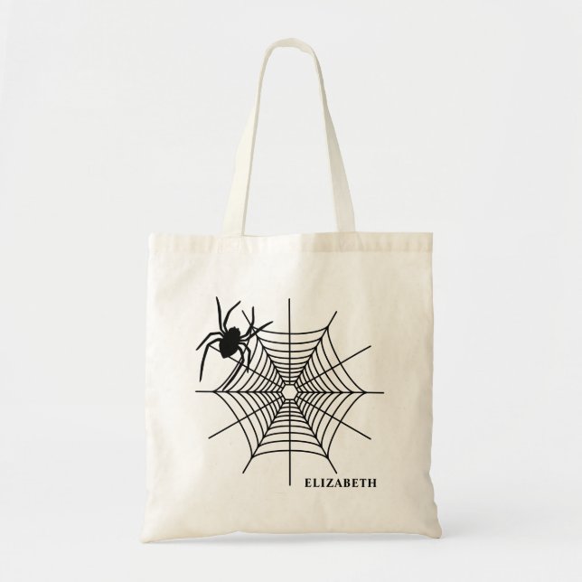 Spiderweb mit Namen, einfaches Halloween Tragetasche (Vorne)