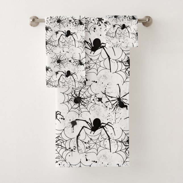 Spiderweb Pattern Halloween  Badhandtuch Set (Insitu)