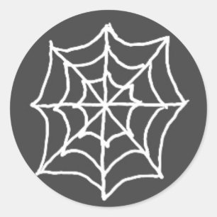 Spiderweb Round Stickers (dunkelgrau & weiß)