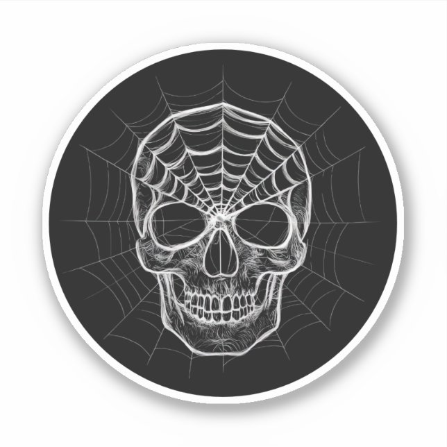 Spiderweb Skull Aufkleber (Vorderseite)