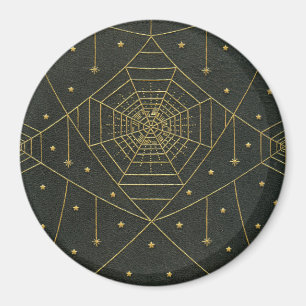 Spiderweb spinnen stars schwarz und gold magnet