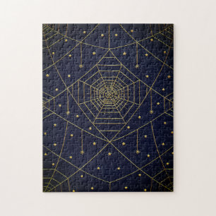 Spiderweb spinnen und Sterne schwarz und gold