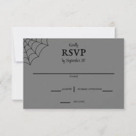 Spiderwebs Black and Gray Gothic Wedding RSVP Karte
