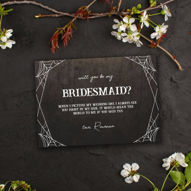 Spiderwebs Goth Wedding Will You Be My Bridesmaid Einladung (Von Creator hochgeladen)