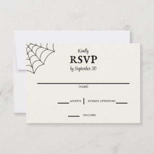 Spiderwebs Schwarz-Weiß-Gothic-Hochzeit RSVP Karte