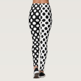 Spiegel-Gegenteil-Schwarzweiss-Tupfen Leggings