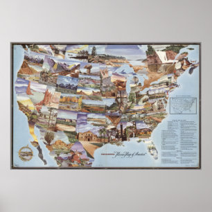 "Spiegel-Karte der Sehenswürdigkeiten Amerika" - Poster
