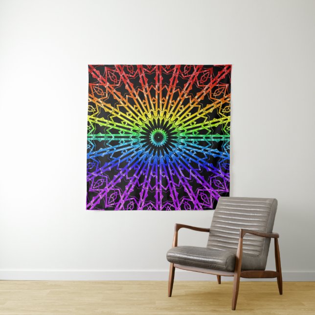 Spiegel-Mandala 2 (Regenbogen 2) Wandteppich (Beispiel)