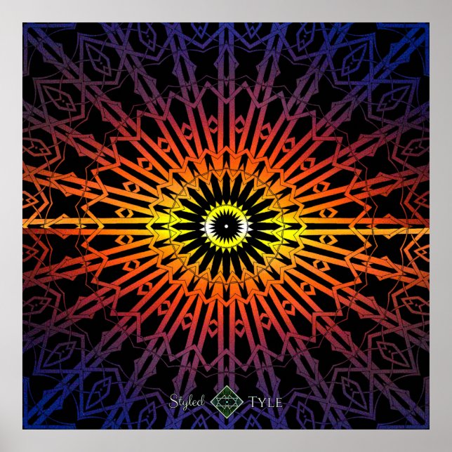 Spiegel-Mandala 2 (Regenbogen) Poster (Vorne)
