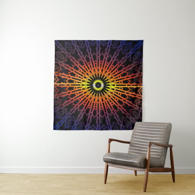 Spiegel-Mandala 2 (Regenbogen) Wandteppich (Beispiel)