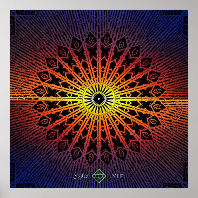 Spiegel-Mandala (Regenbogen) Poster (Vorne)