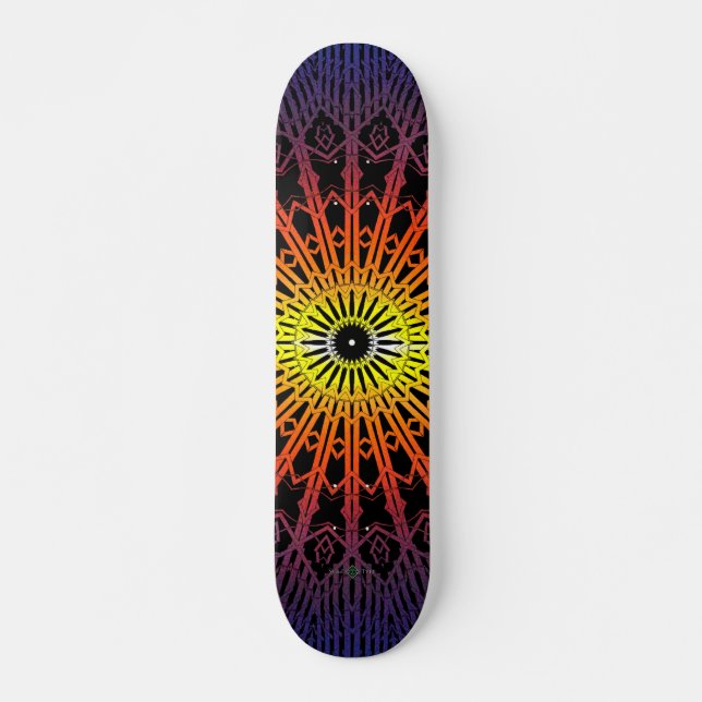 Spiegel-Mandala (Regenbogen) Skateboard (Vorne)