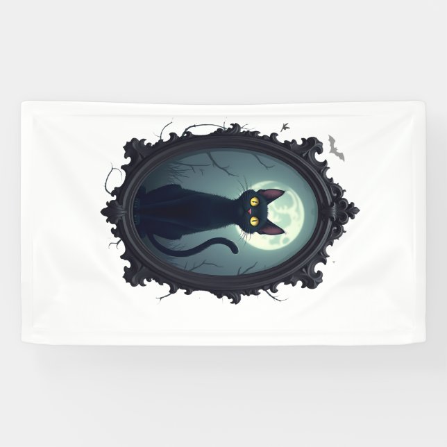 Spiegel mit verhexter Katze Banner (Horizontal)