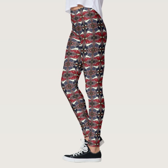 Spiegelbild mit wiederholter Form, über weiß Leggings (Links)