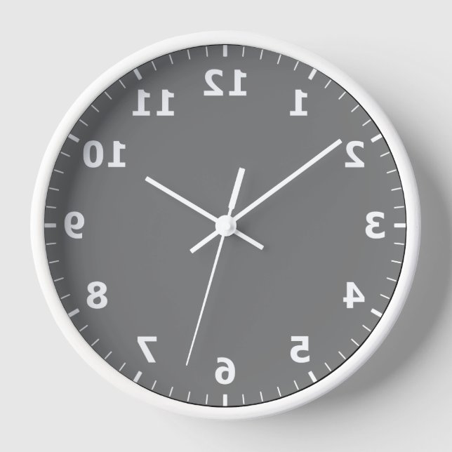 Spiegelbild-Uhr - Grauer Rückwärtsgang - Uhr (Vorderseite)