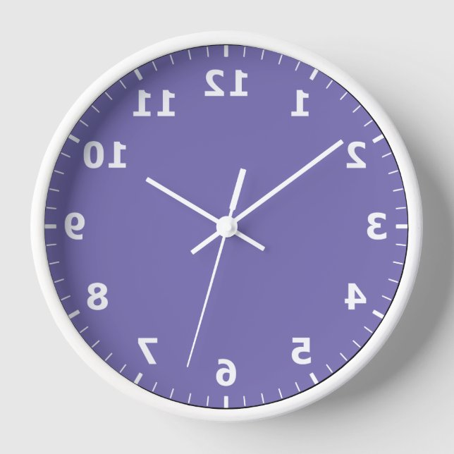 Spiegelbild-Uhr - Lila Spiegelnummeruhr Uhr (Vorderseite)