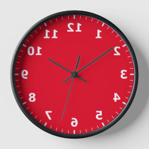 Spiegelbild-Uhr - Uhr mit roten Rückwärtszahlen