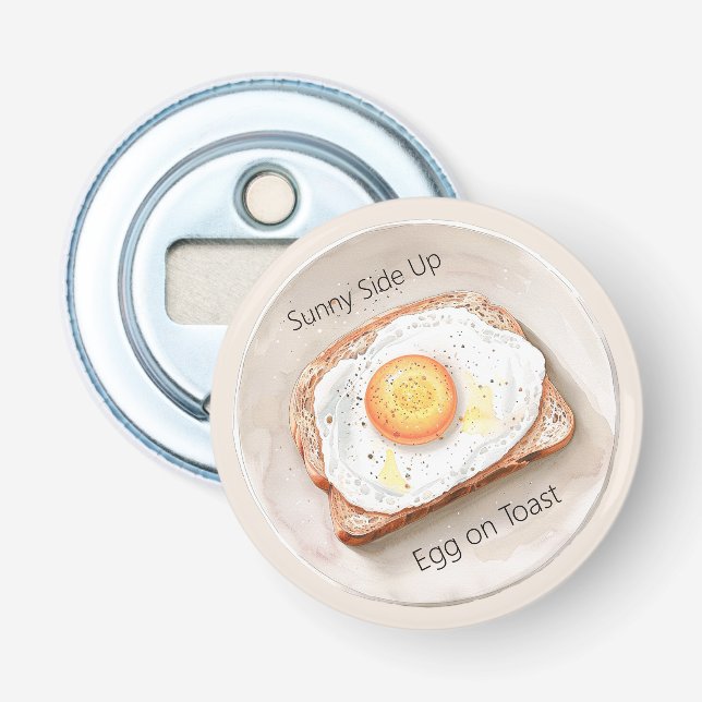 Spiegelei auf Toast Flaschenöffner (Vorderseite)
